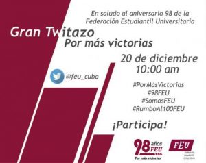 Gran Twitazo de la FEU de Cuba por su 98 aniversario‼