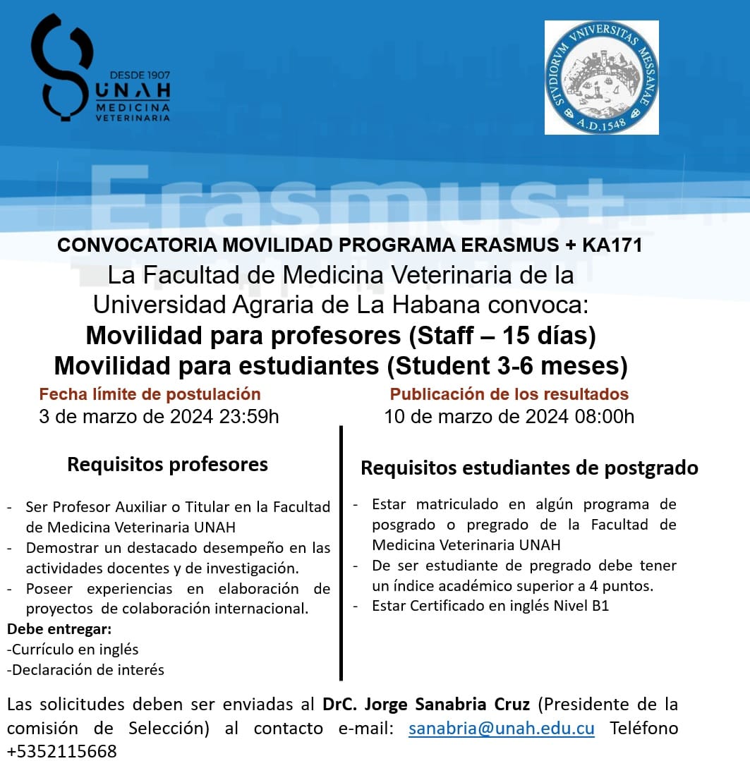 Convocatoria Movilidad Programa ERASMUS + KA171